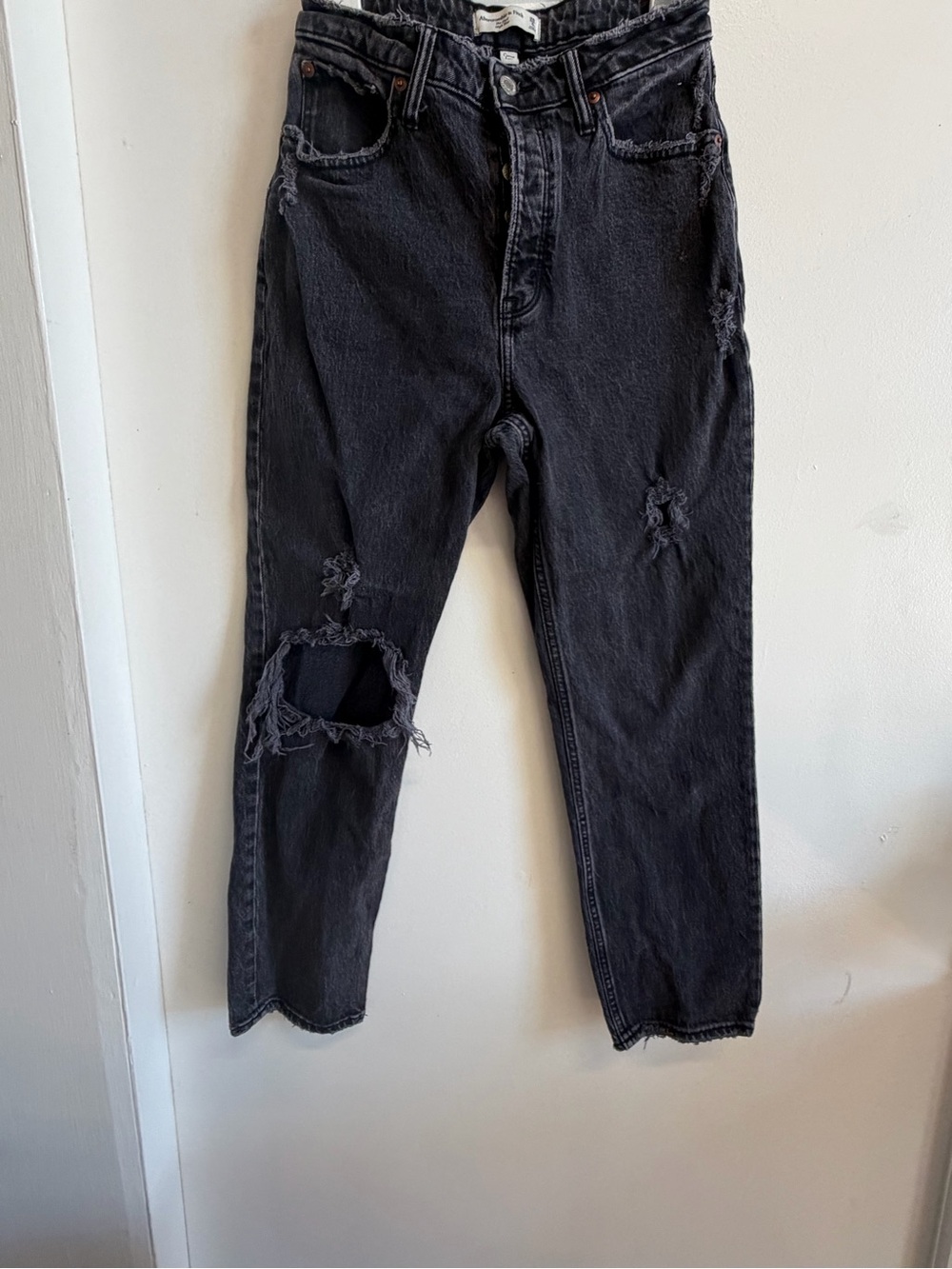 Abercrombie Curve Love Dad High Rise Distressed Jeans 28s/6s Button Fly